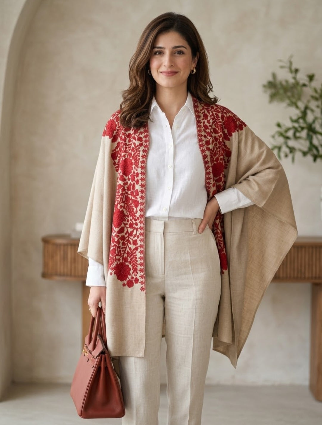 Embroidered cape shawl: Pashmina