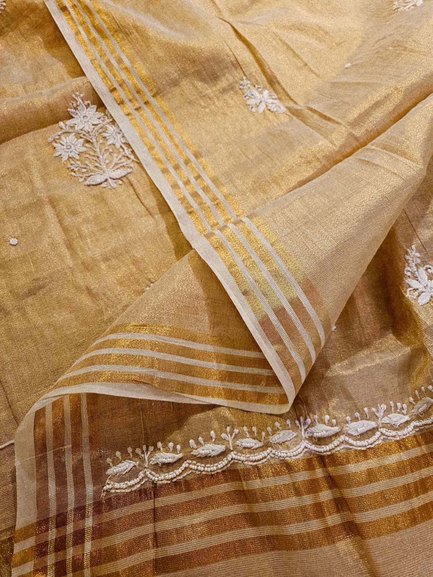 Chanderi silk chikankari suit