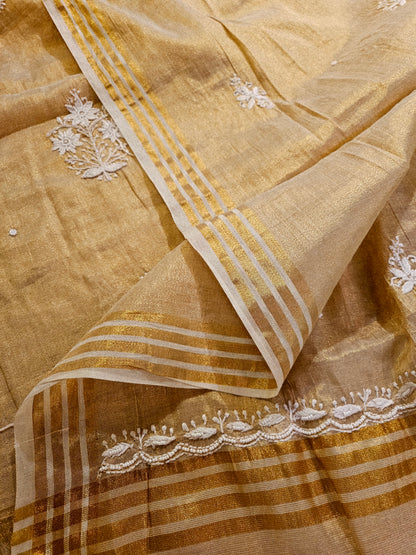 Chanderi silk chikankari suit