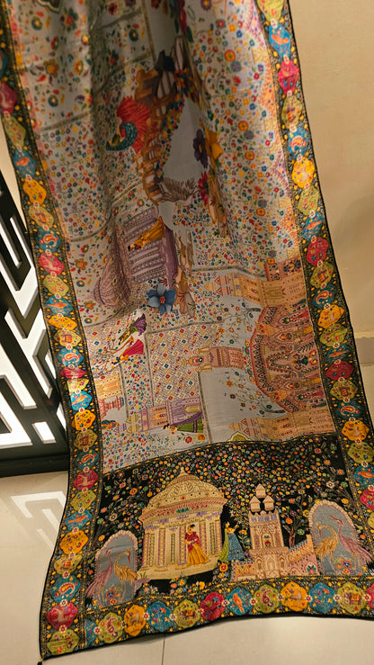 Meenakari minishawl: patola silk