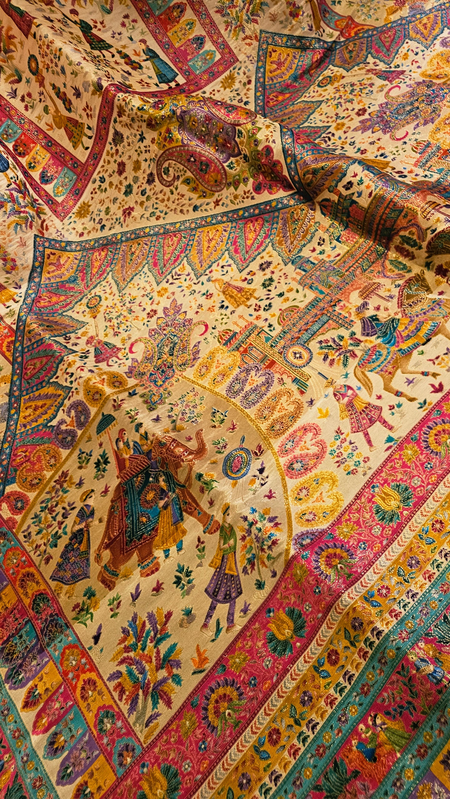 Meenakari darbari shawl: silk