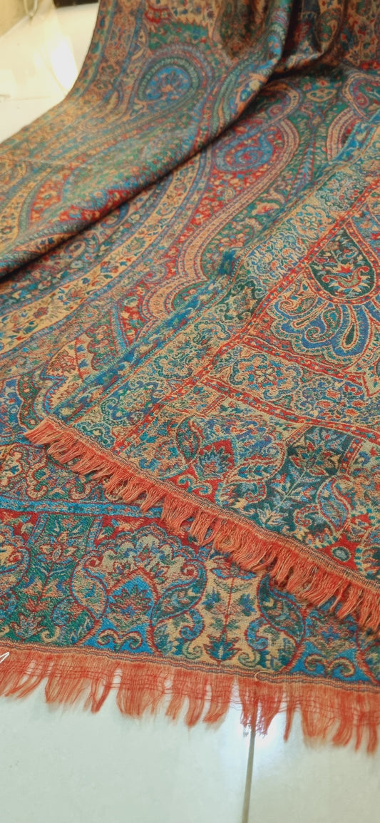 Reversible kaani pashmina shawl