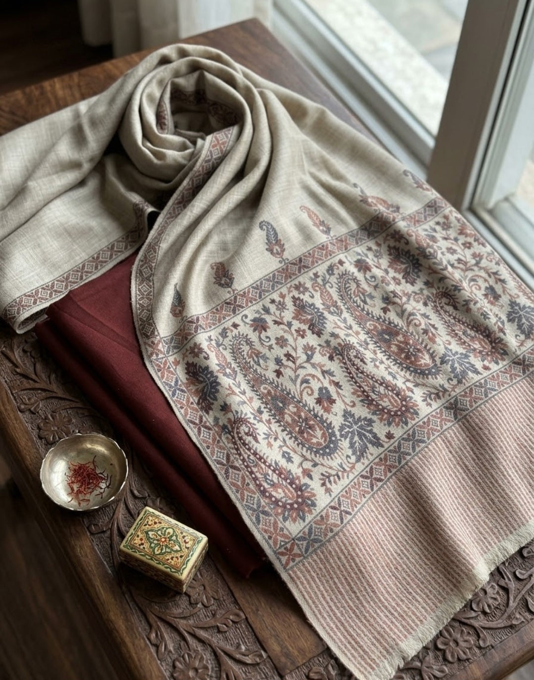 kaani suit: woollen pashmina
