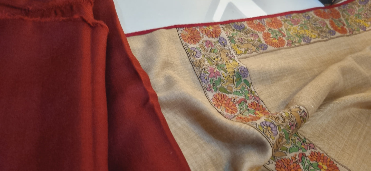 Pashmina kalamkar with plain suit