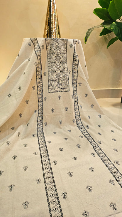 Embroidered three piece: Karandi khaddar