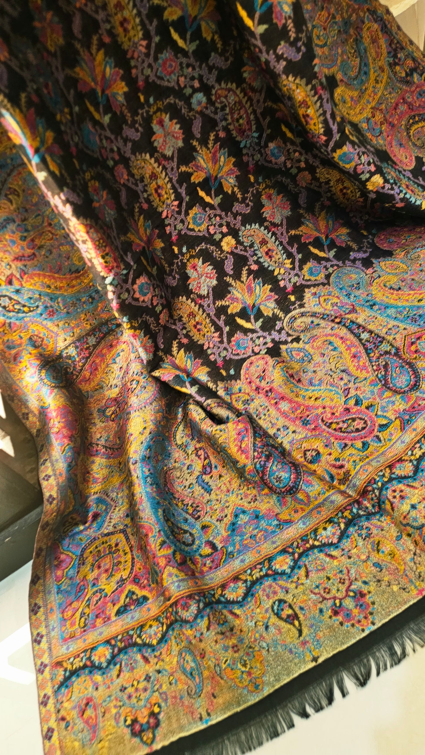 Moonlight reversible gandhara kaani: Pashmina