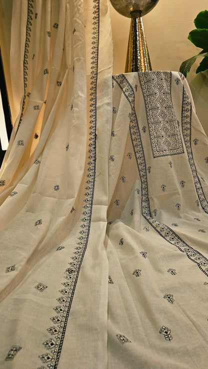 Embroidered three piece: Karandi khaddar