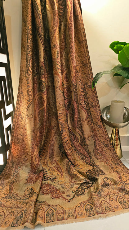 Moonlight reversible gandhara kaani: Pashmina