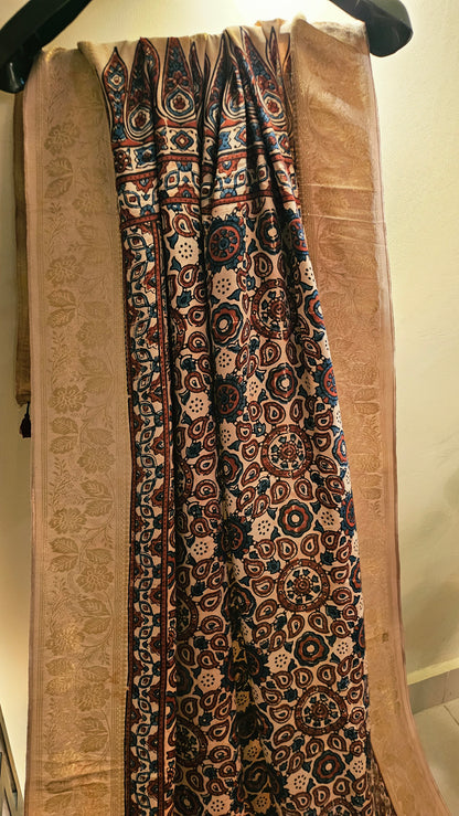 Formal ajrak shawl: Monga silk