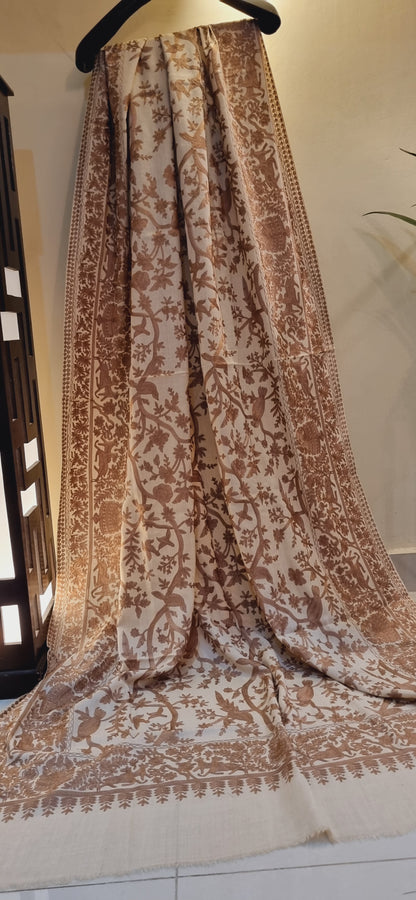 Birdie embroidered pashmina shawl