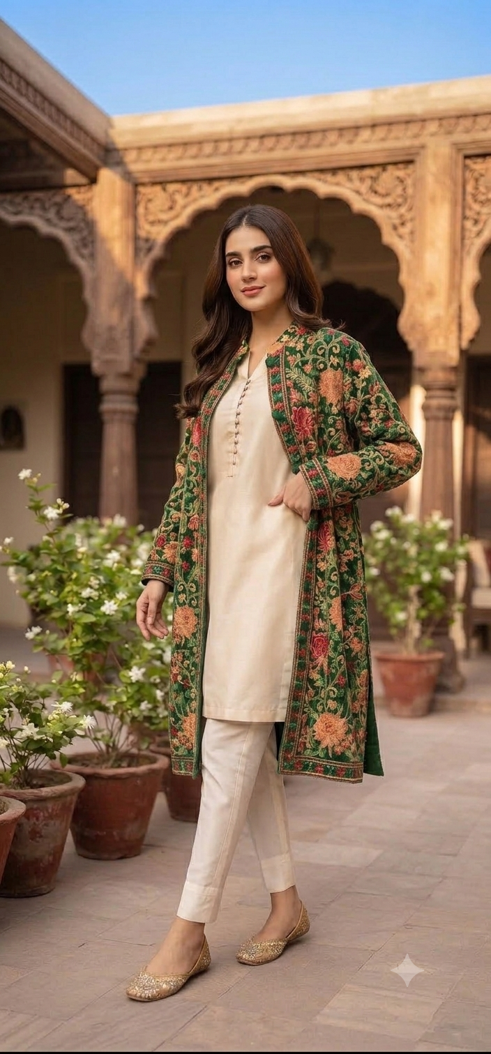 Embroidered coat: Pashmina