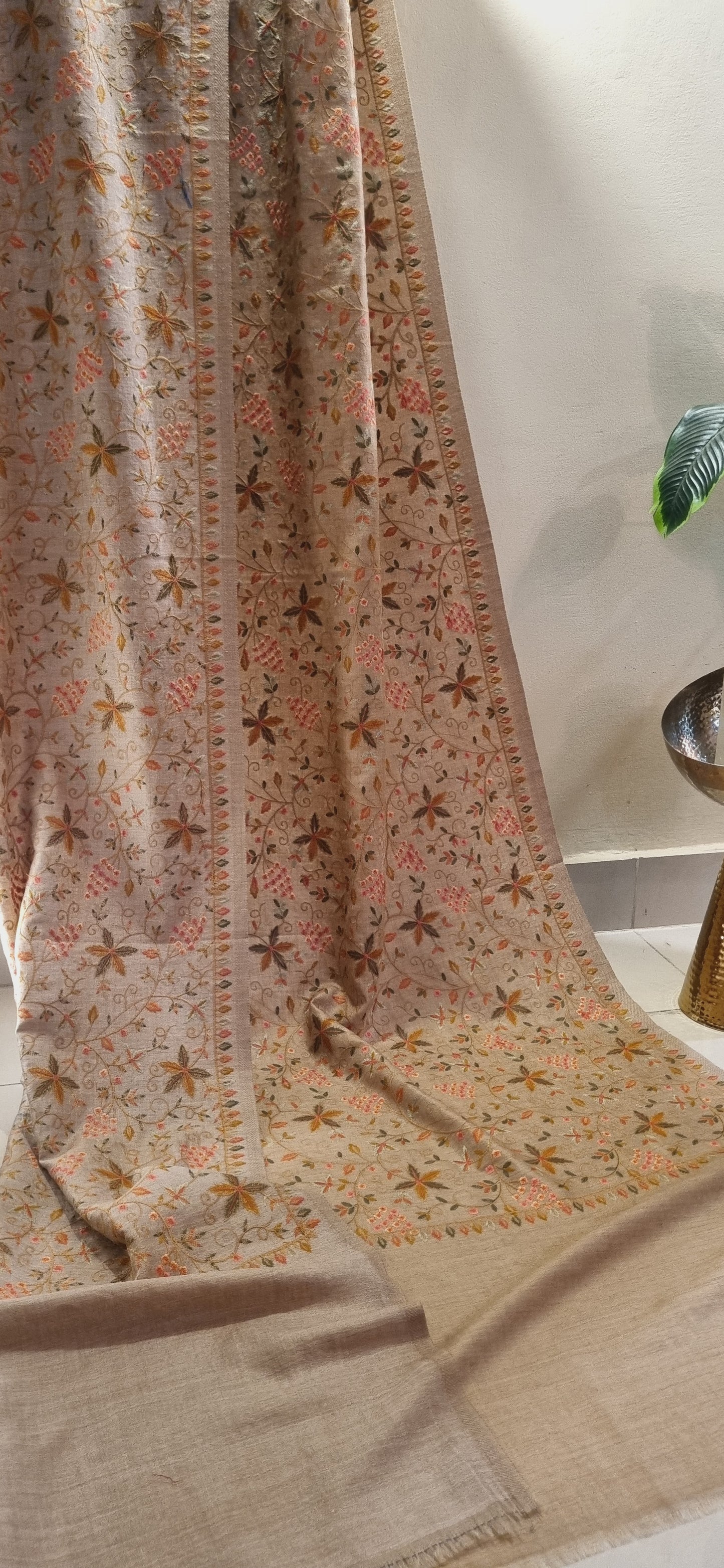 Reversible papermachi embroidered toosh shawl