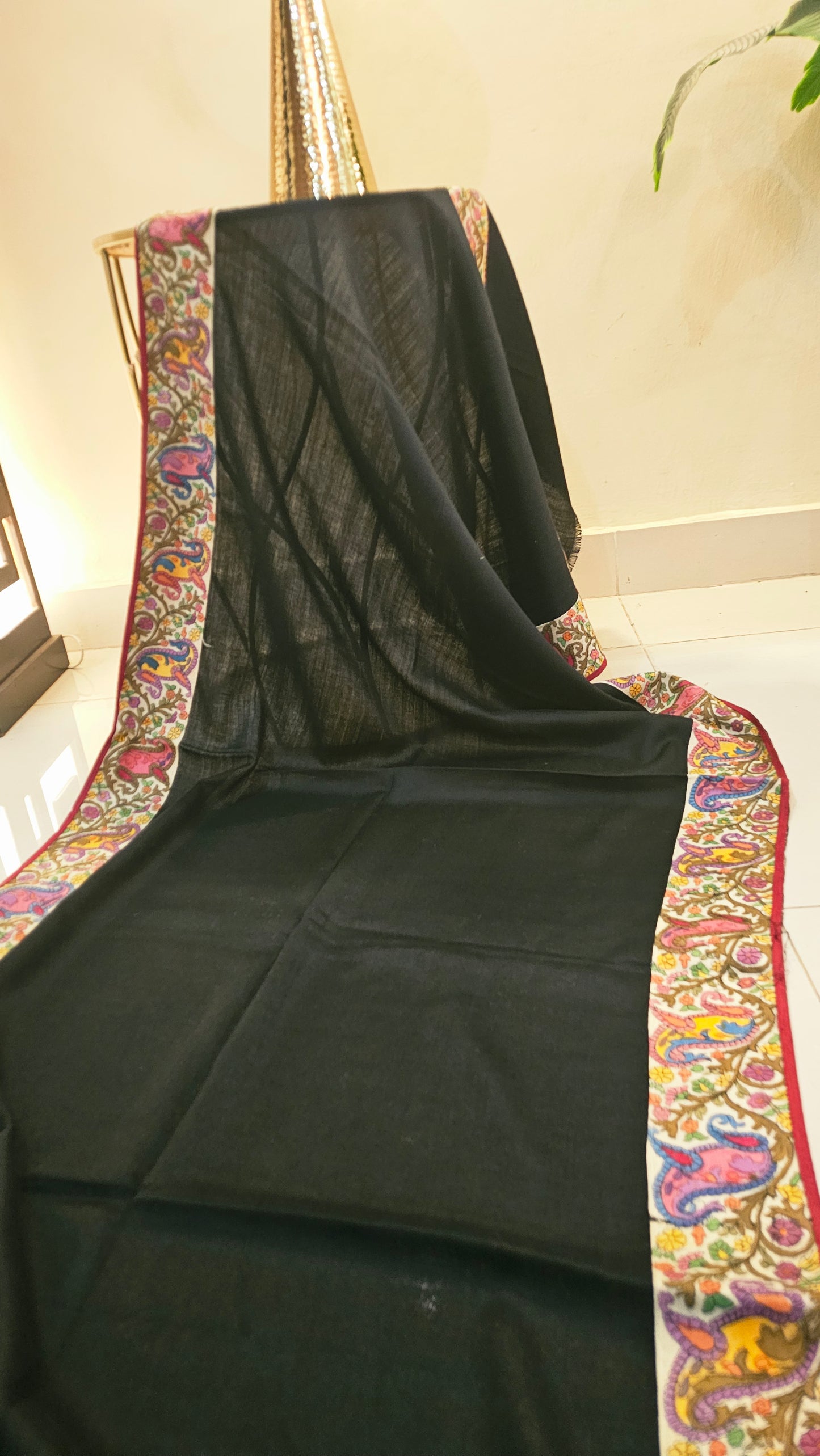 Kalamkar embroidered minishawl: pashmina