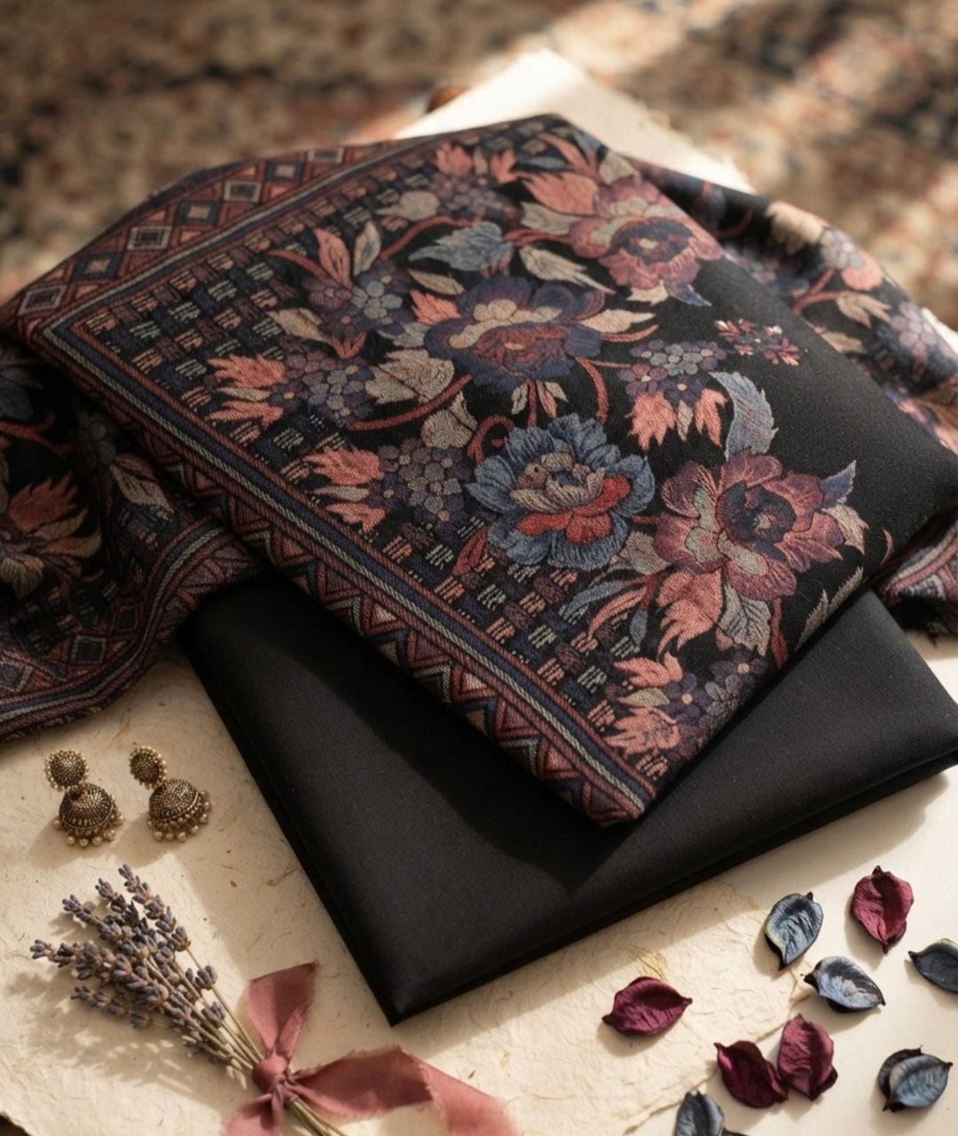 Kaani suit: woollen pashmina