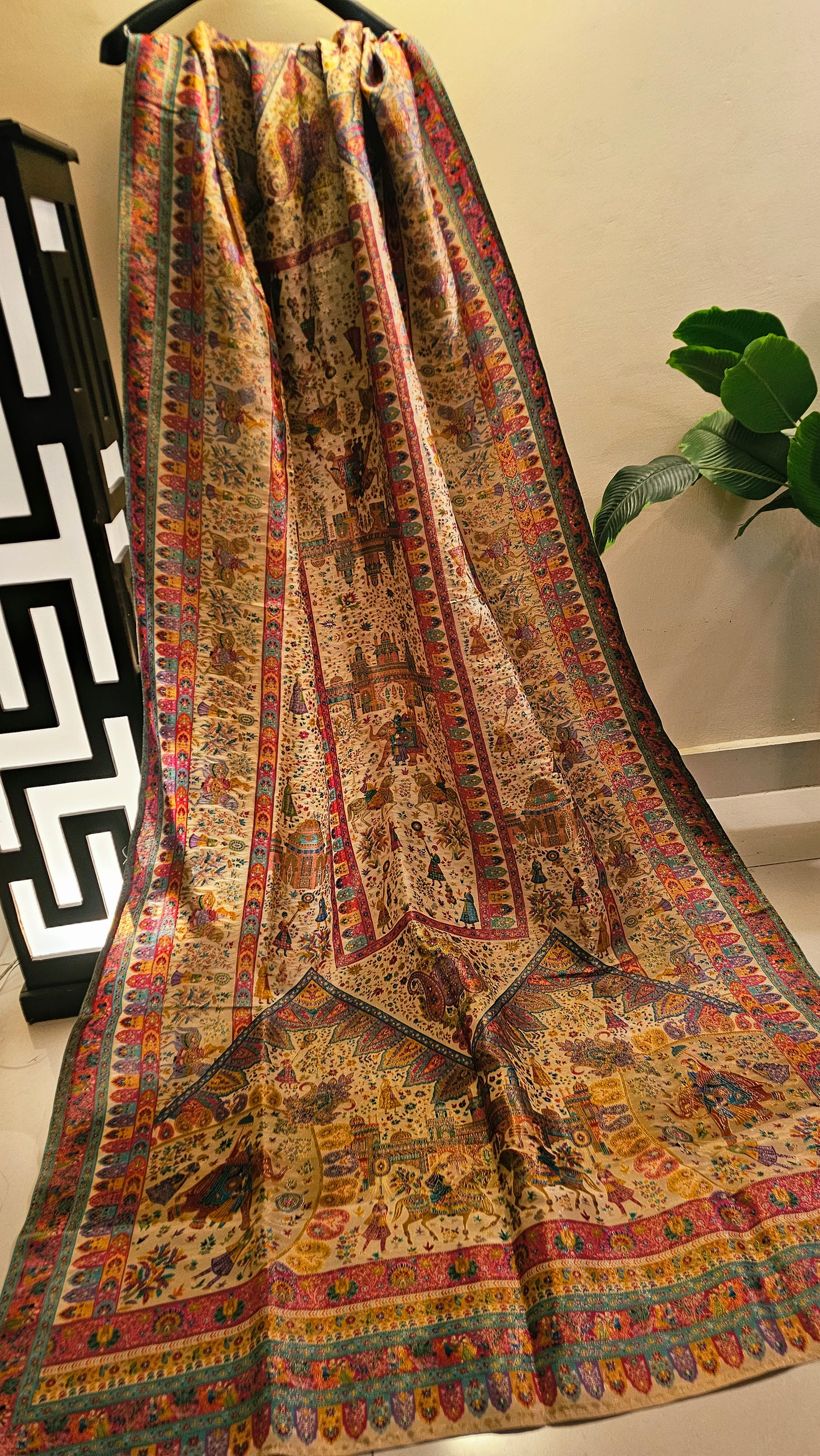 Meenakari darbari shawl: silk
