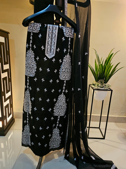 Lawn embroidered three piece suit