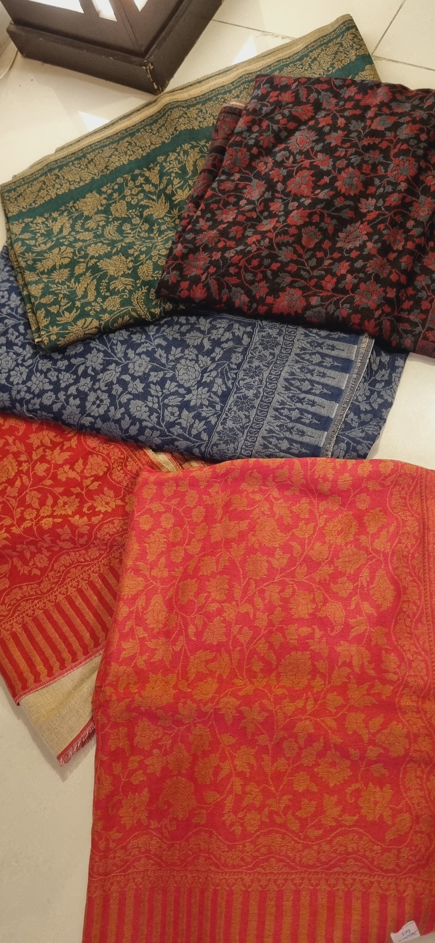 Reversible pashmina kaani shawls