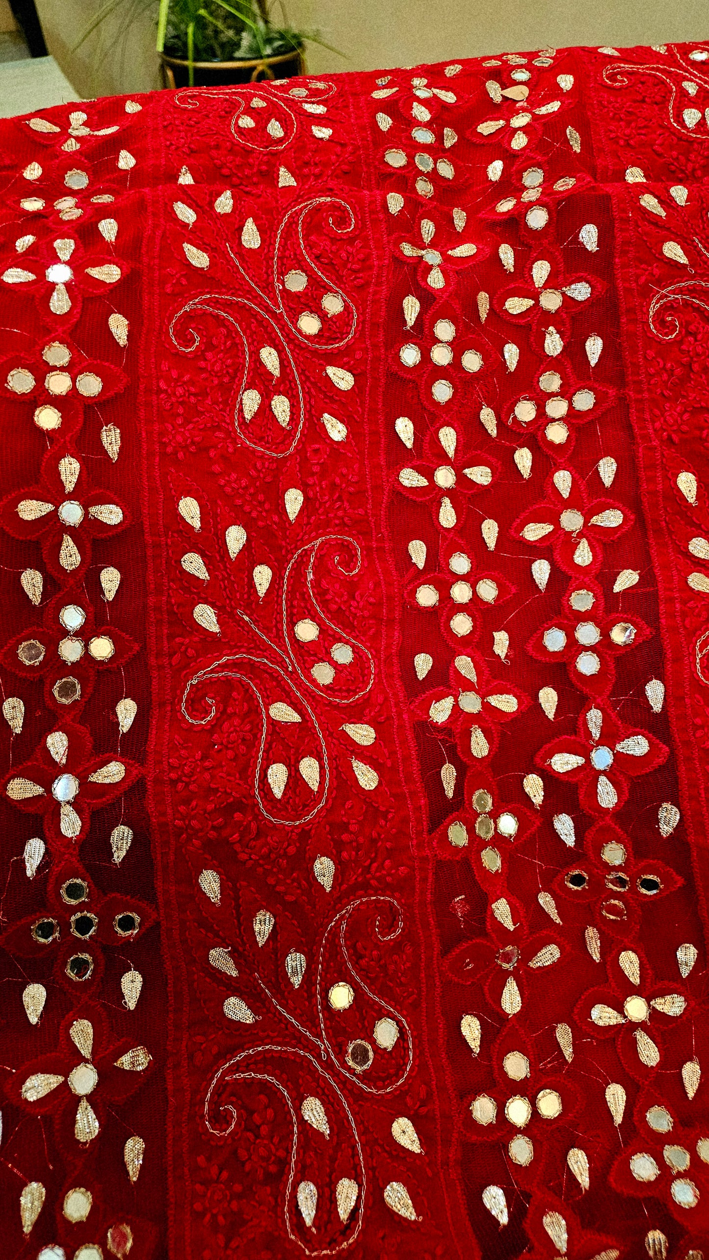 Chikankari with gota and mirror work