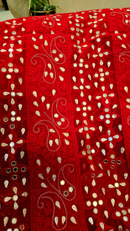 Chikankari with gota and mirror work