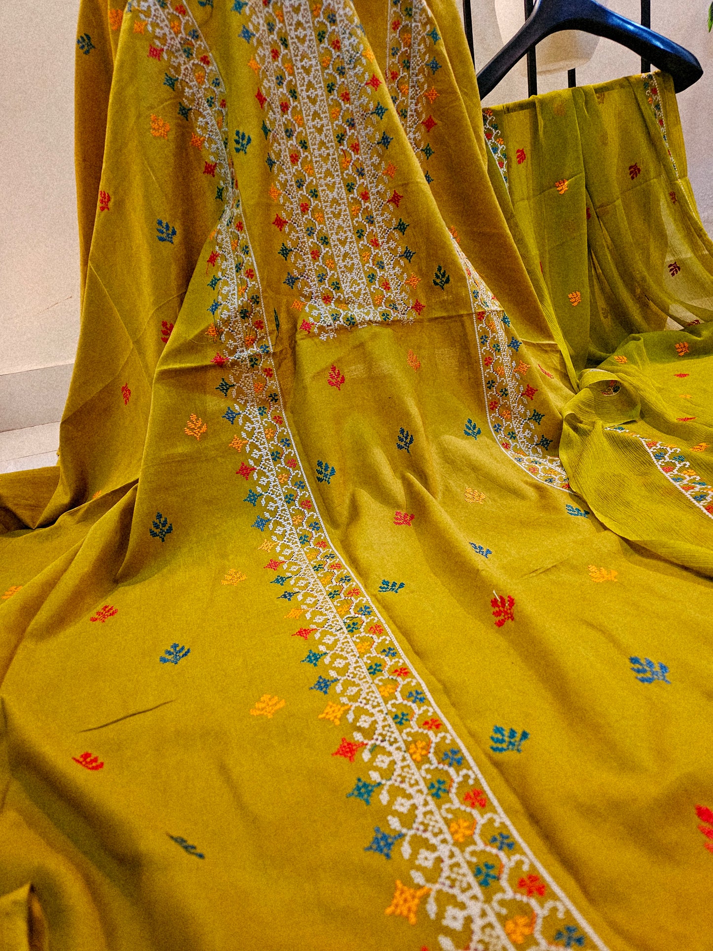 Lawn embroidered three piece suit