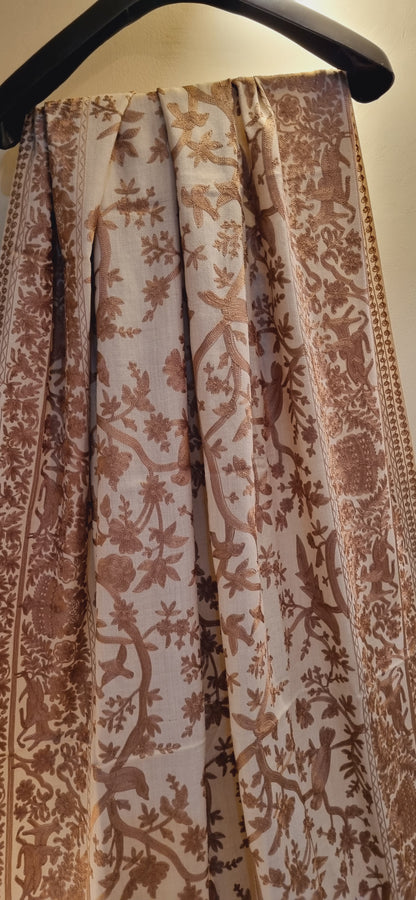 Birdie embroidered pashmina shawl