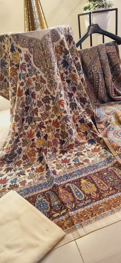 Three piece silk kaani suit