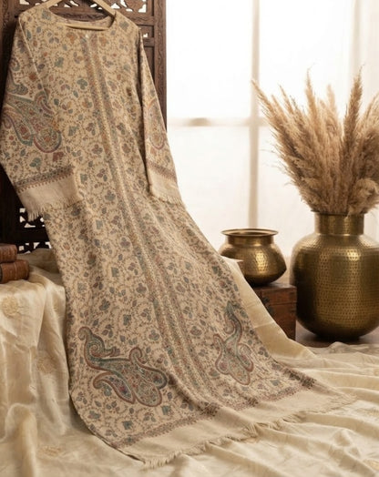 Hand embroidered kaftan: woollen pashmina