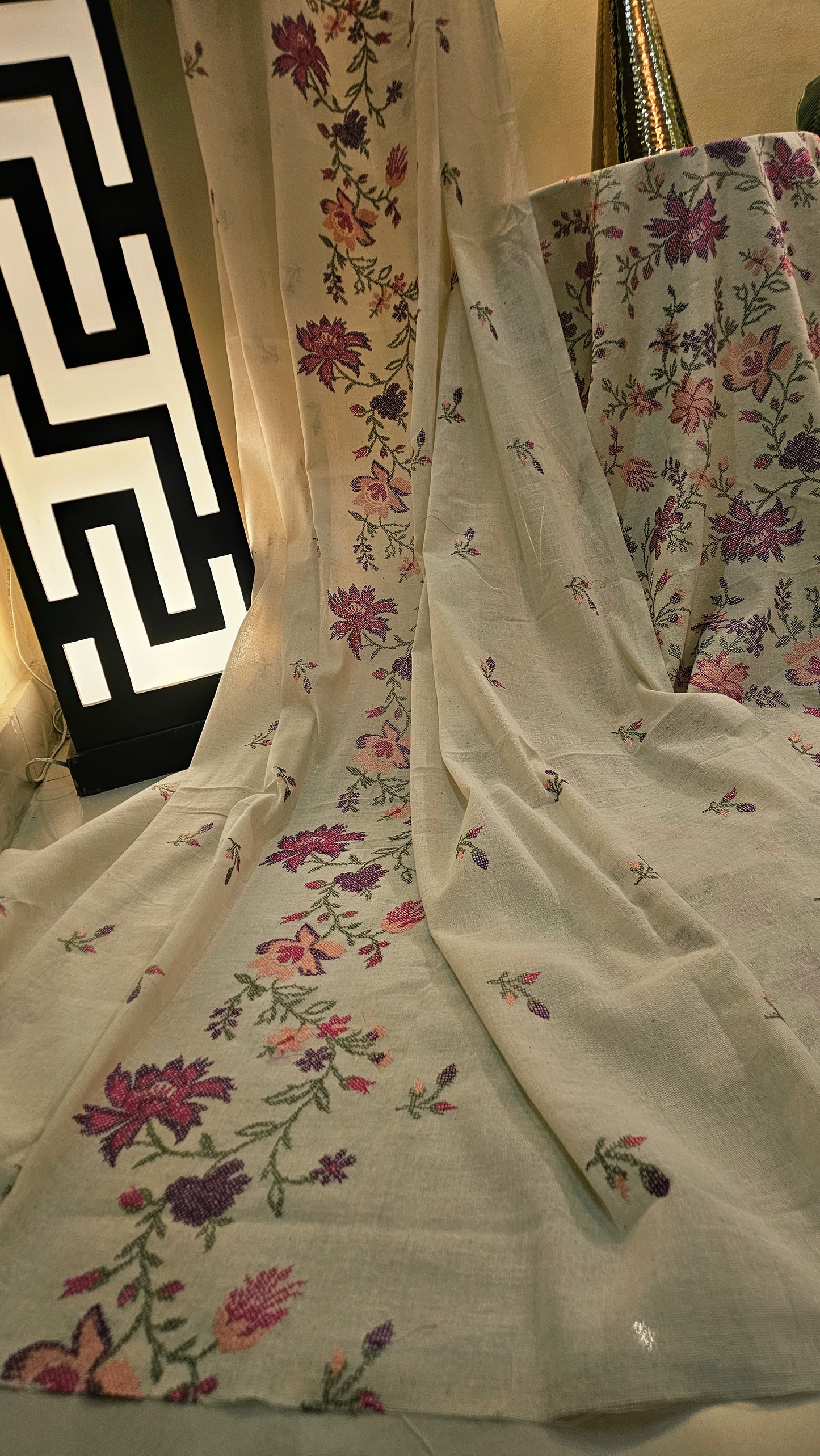 Embroidered three piece: Karandi khaddar