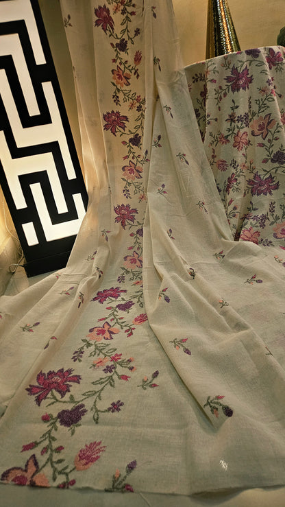 Embroidered three piece: Karandi khaddar