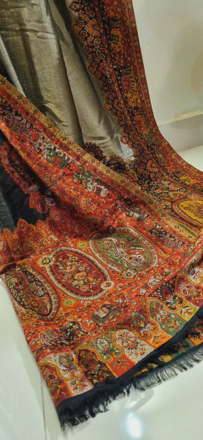 Gandhara Moonlight reversible kaani shawl pashmina