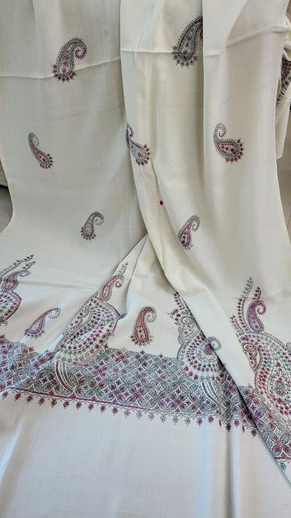 Hand embroidered woolen pashmina shawls