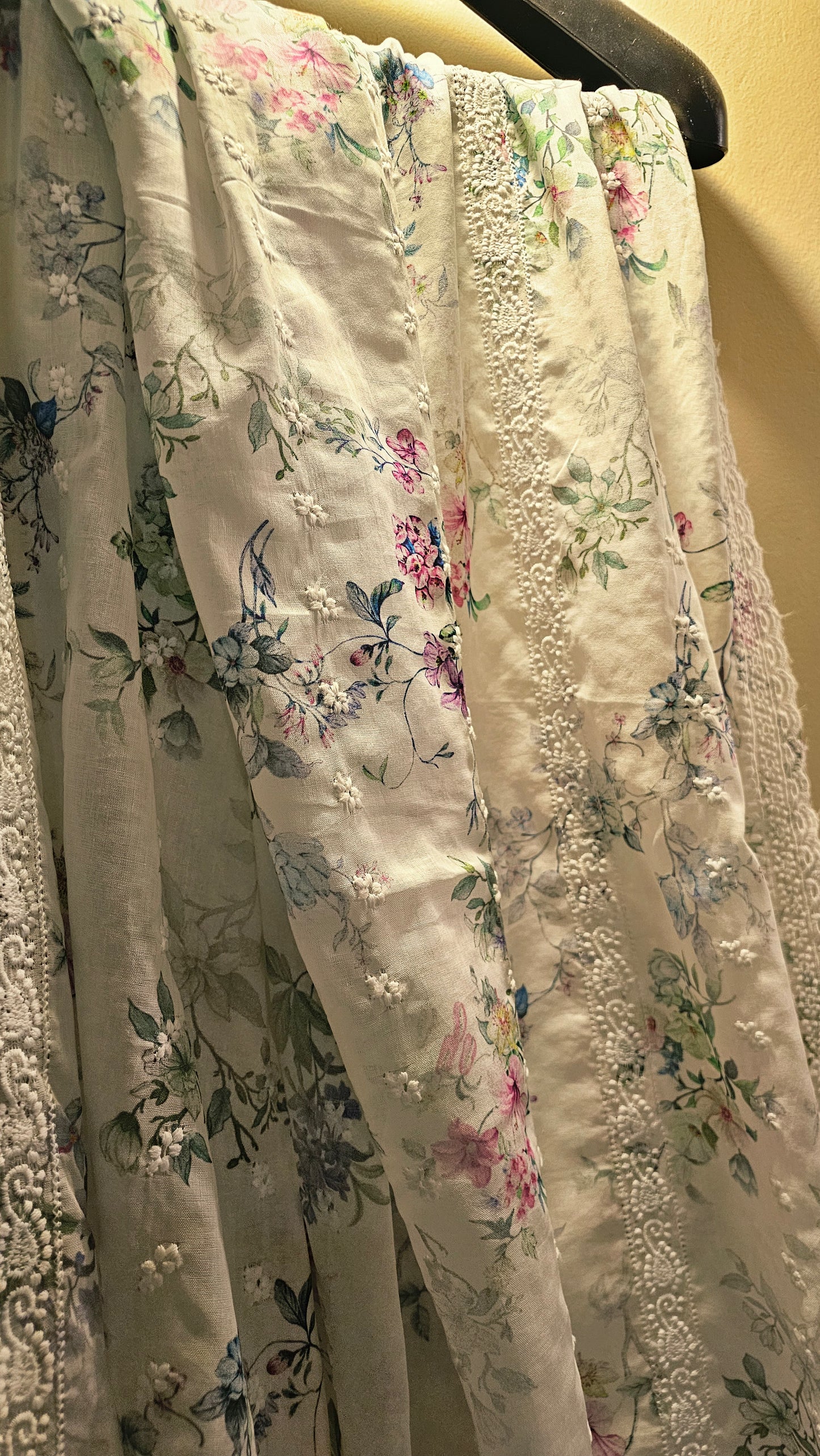 Lawn chikan embroidered printed shawls