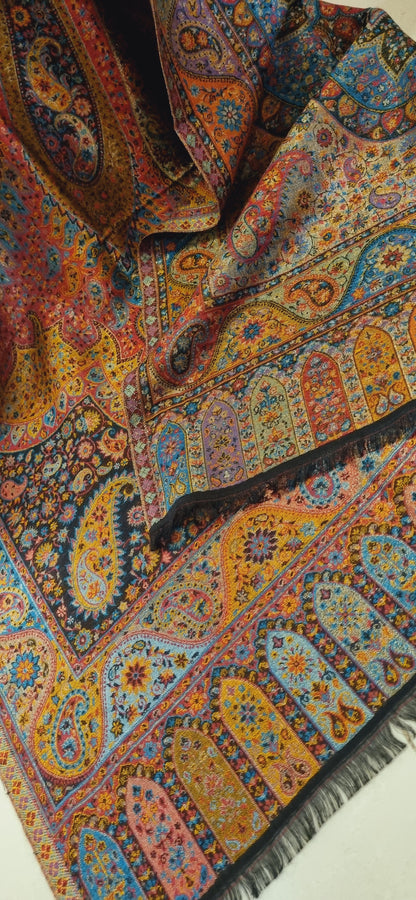 Reversible Moonlight gandhara kaani pashmina shawl