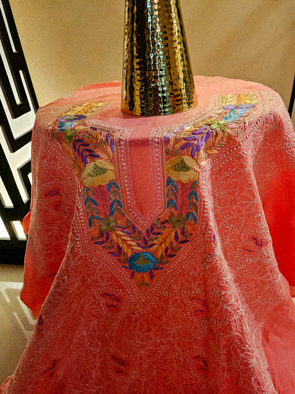 Parsai gara embroidered chikankari shirt