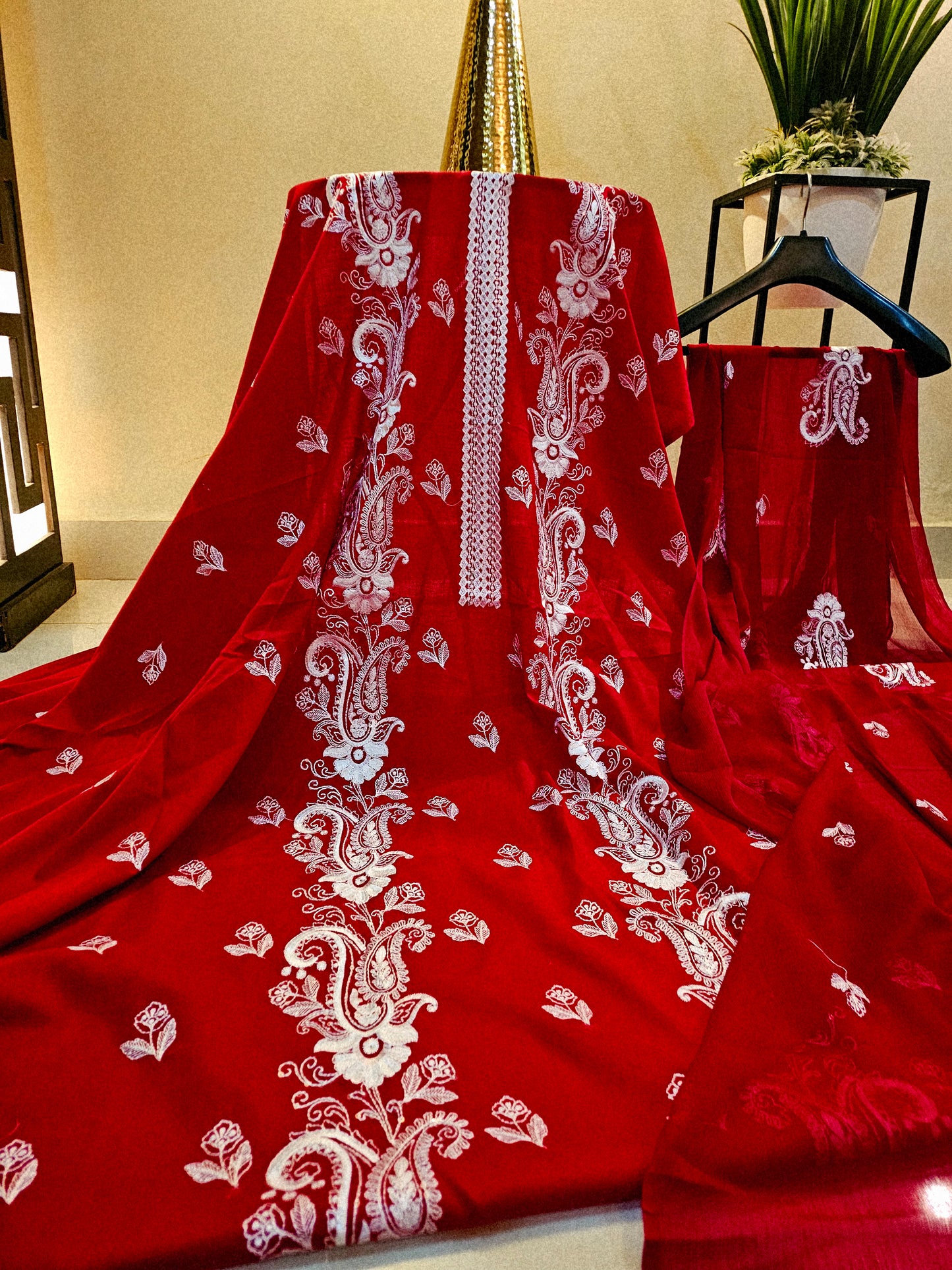 Lawn embroidered three piece