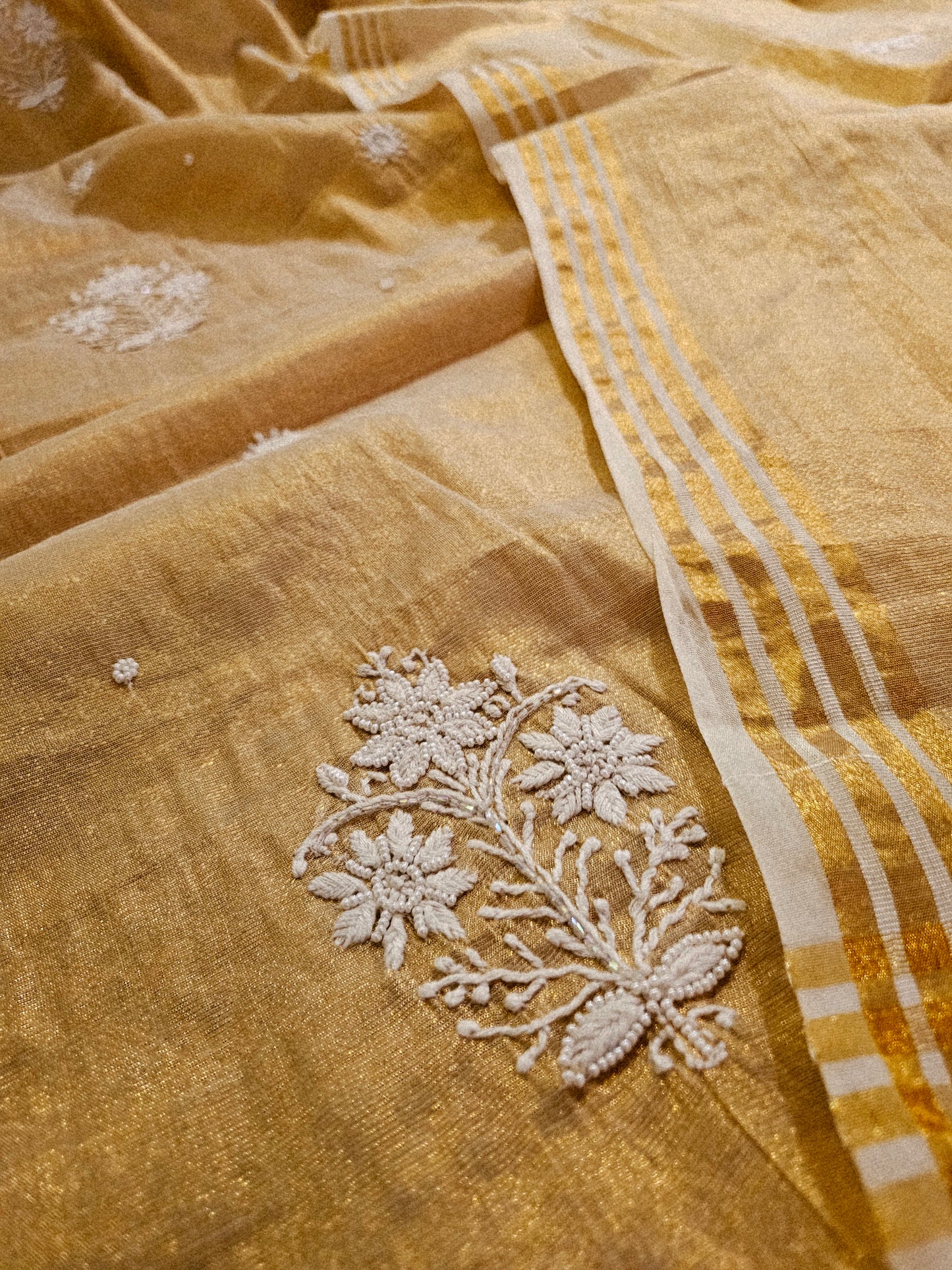 Chanderi silk chikankari suit