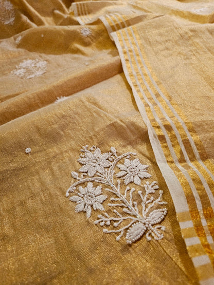 Chanderi silk chikankari suit