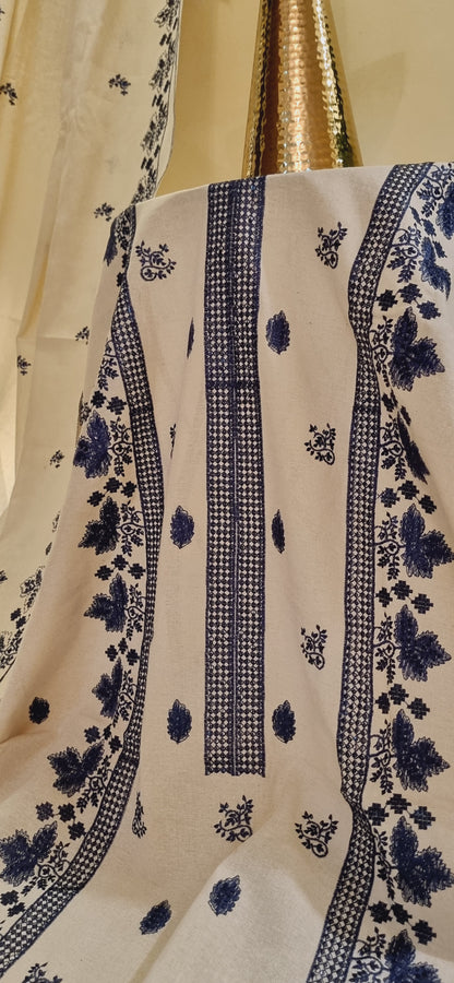 Embroidered karandi khaddar Three piece