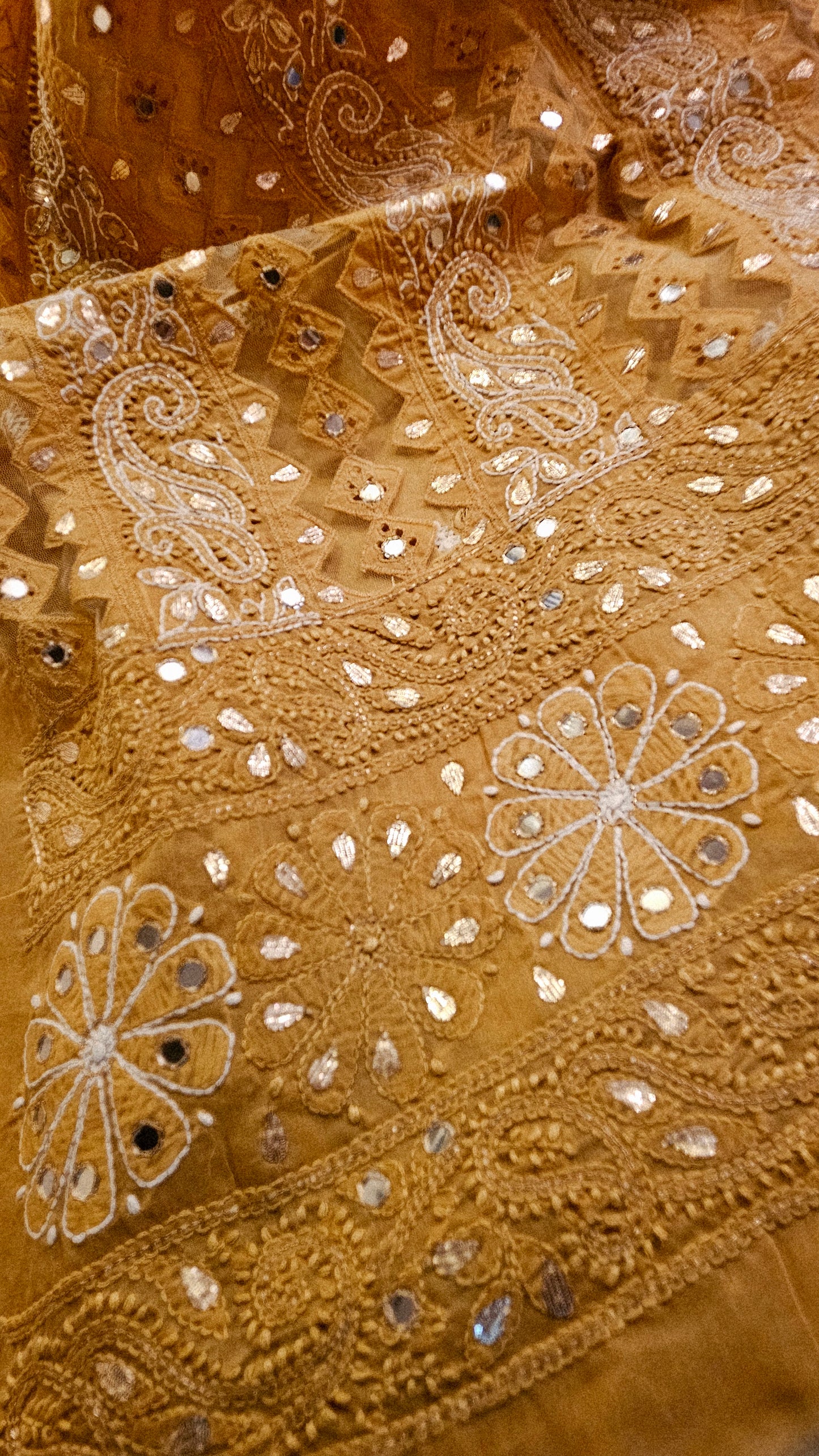Chikankari embroidered shirt with gota and mirror work