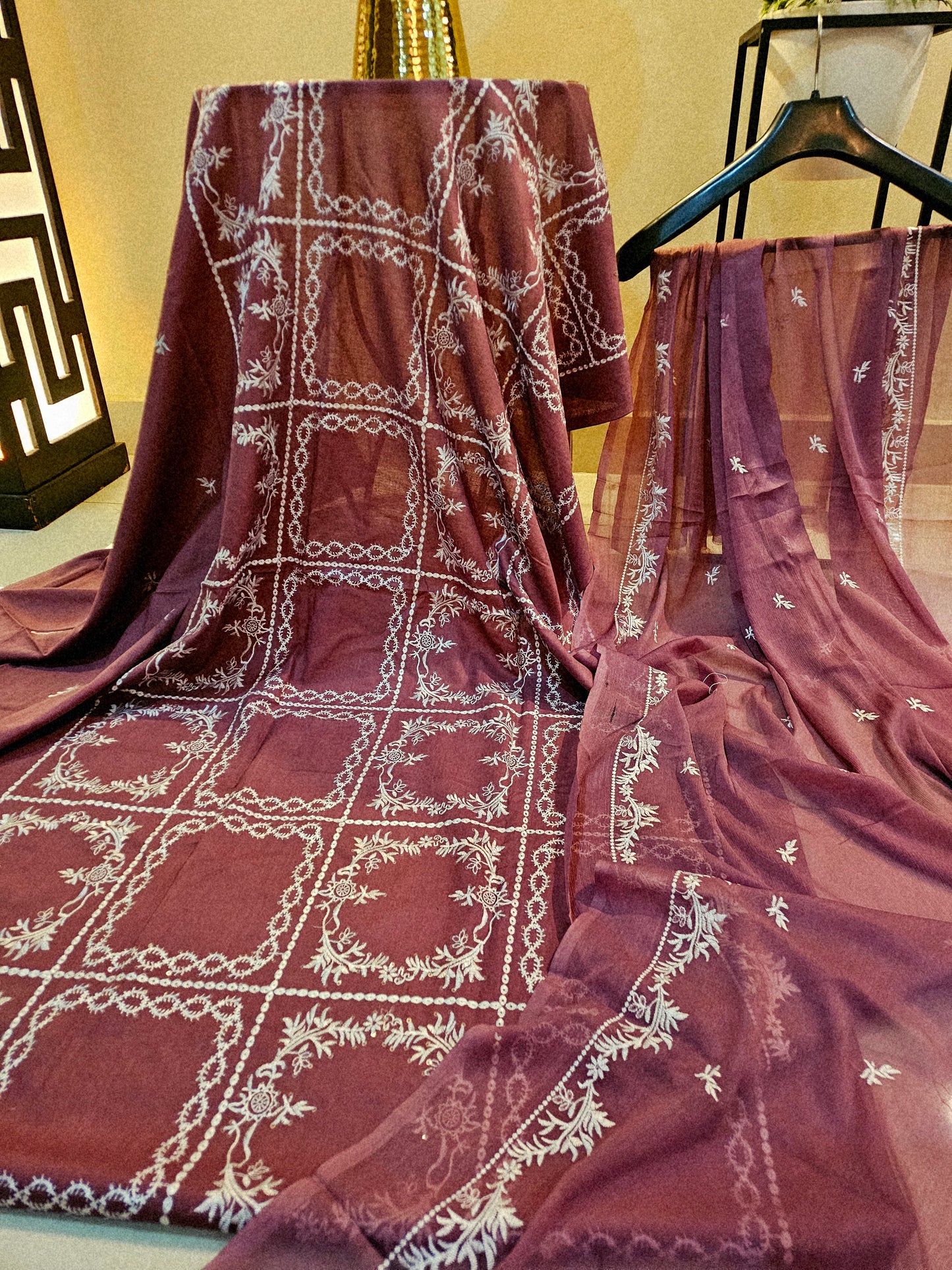 Lawn embroidered three piece