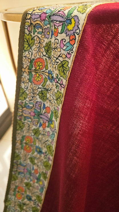 Kalamkar border Minishawl: pashmina
