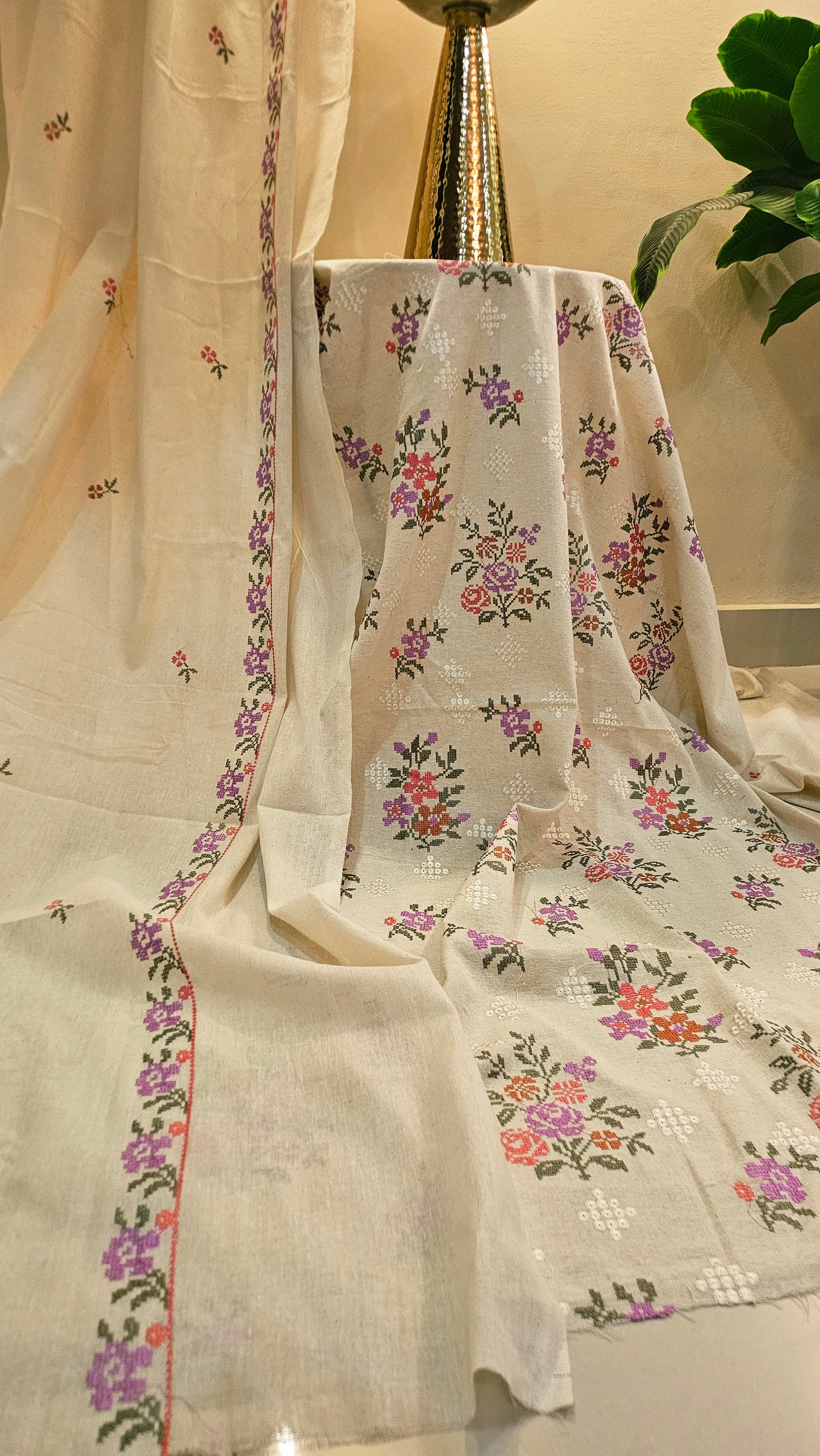 Embroidered three piece: Karandi khaddar