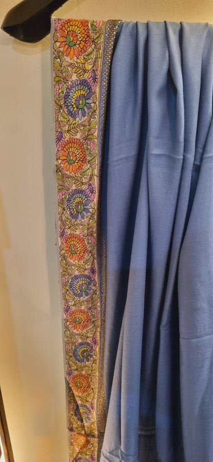 Pashmina with kalamkar and swarovski border