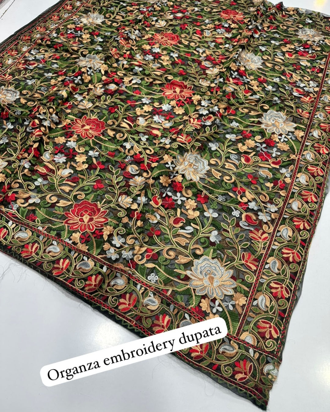 Embroidered duapta: Organza