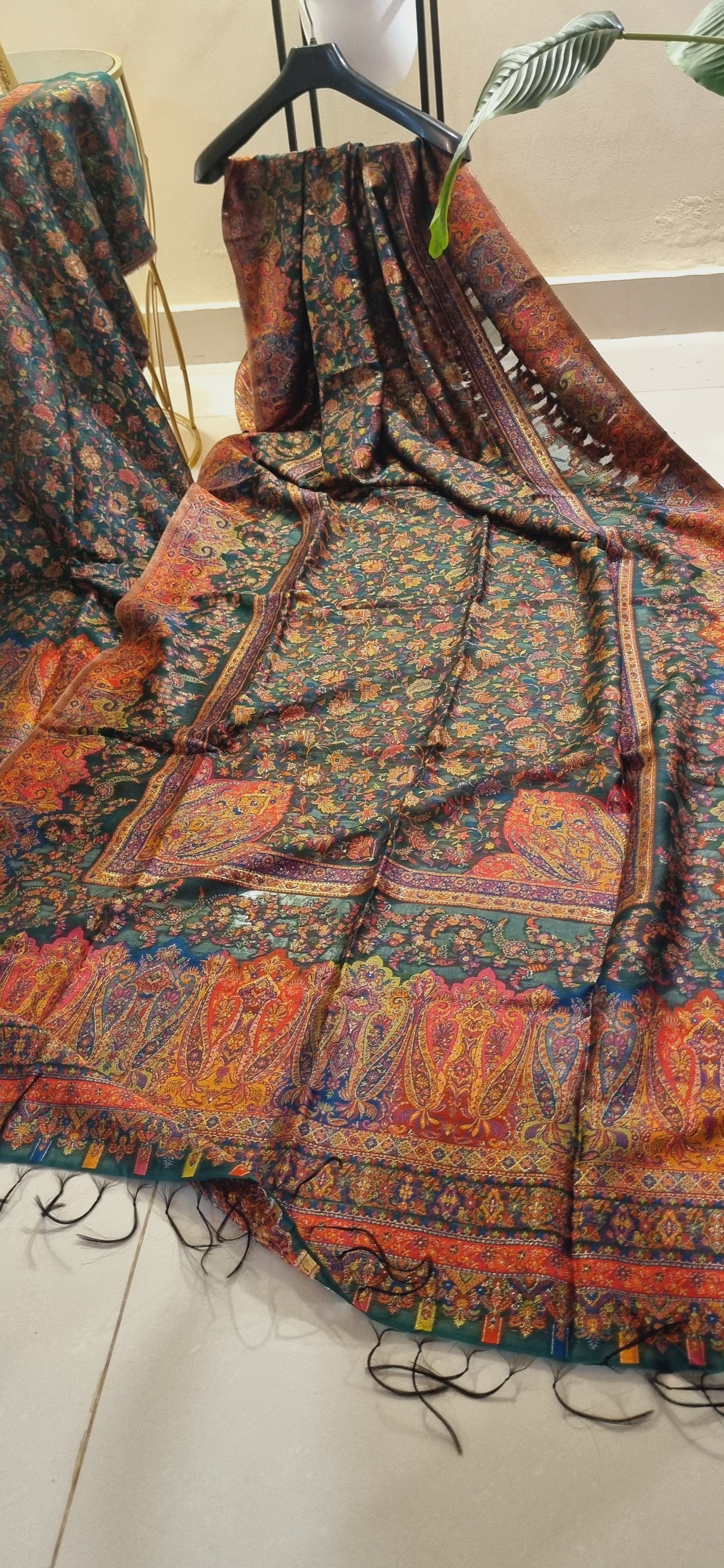 Three piece silk kaani suit