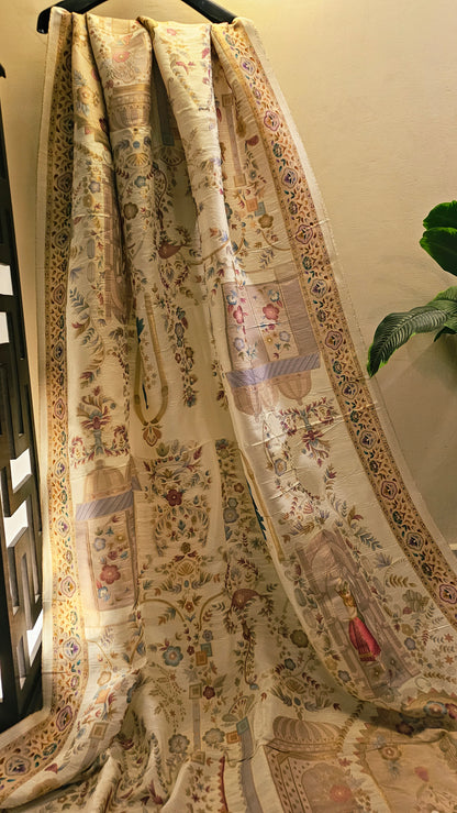 Meenakari shikargah shawl: silk