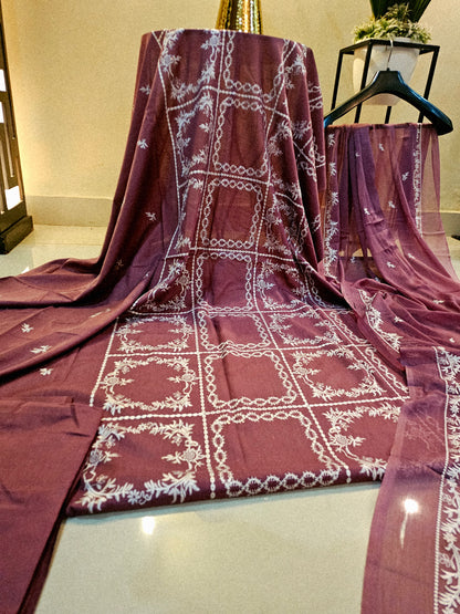 Lawn embroidered three piece