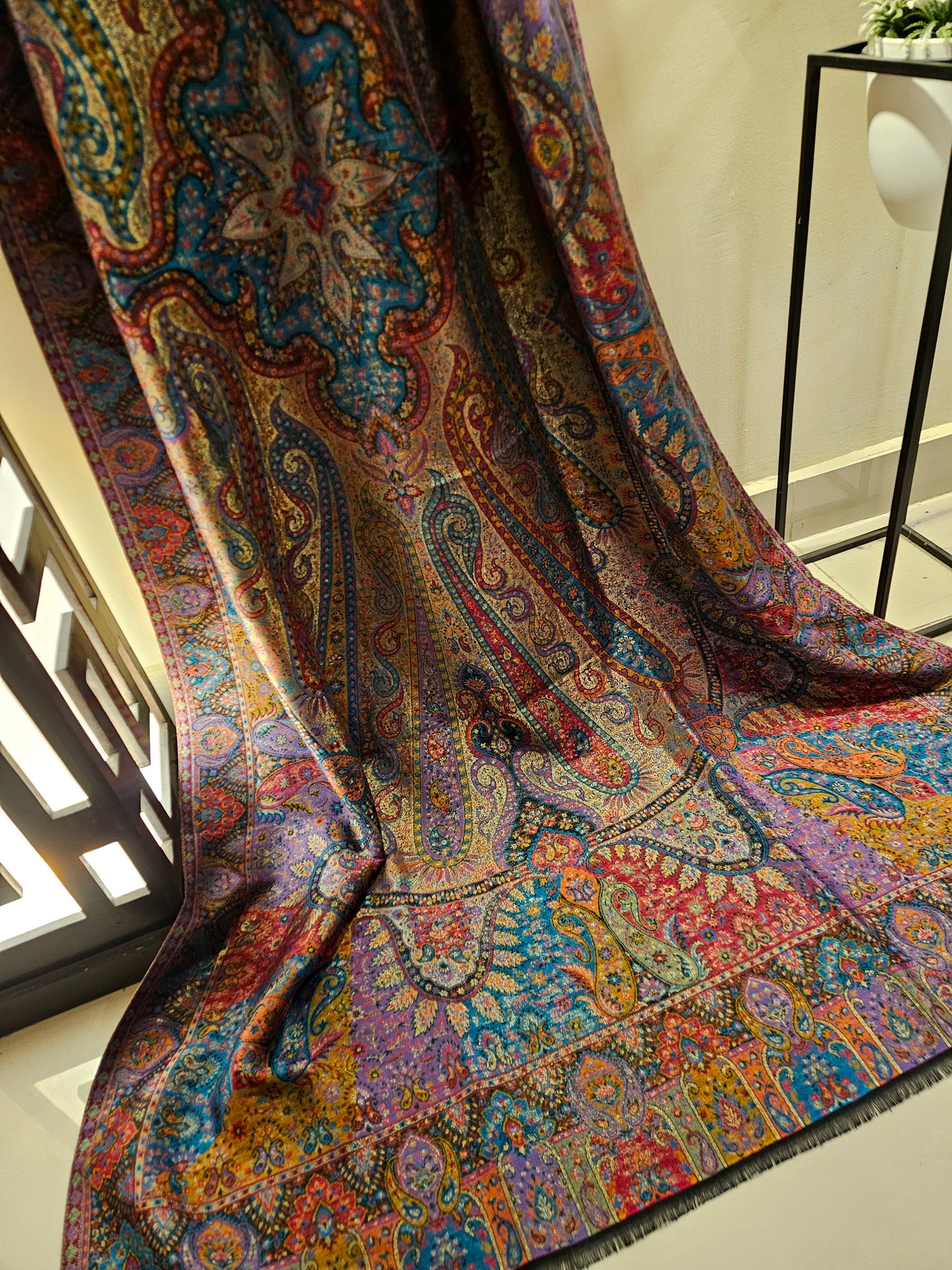 Reversible moonlight gandhara kaani shawl