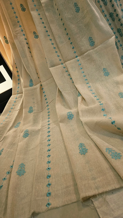 Embroidered three piece: Karandi khaddar