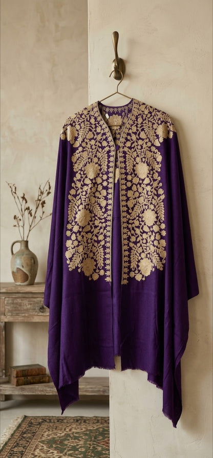 Embroidered cape shawl: Pashmina